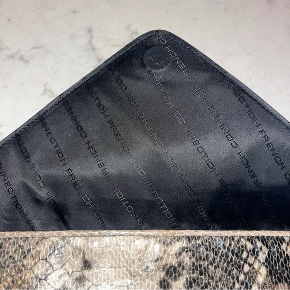French Connection Black and Cream Snakeskin Clutch - Picture 5 of 13